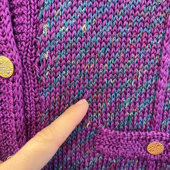 Vintage Peruvian Connection Purple Knit Sweater/Cardigan - Picture 9 of 9